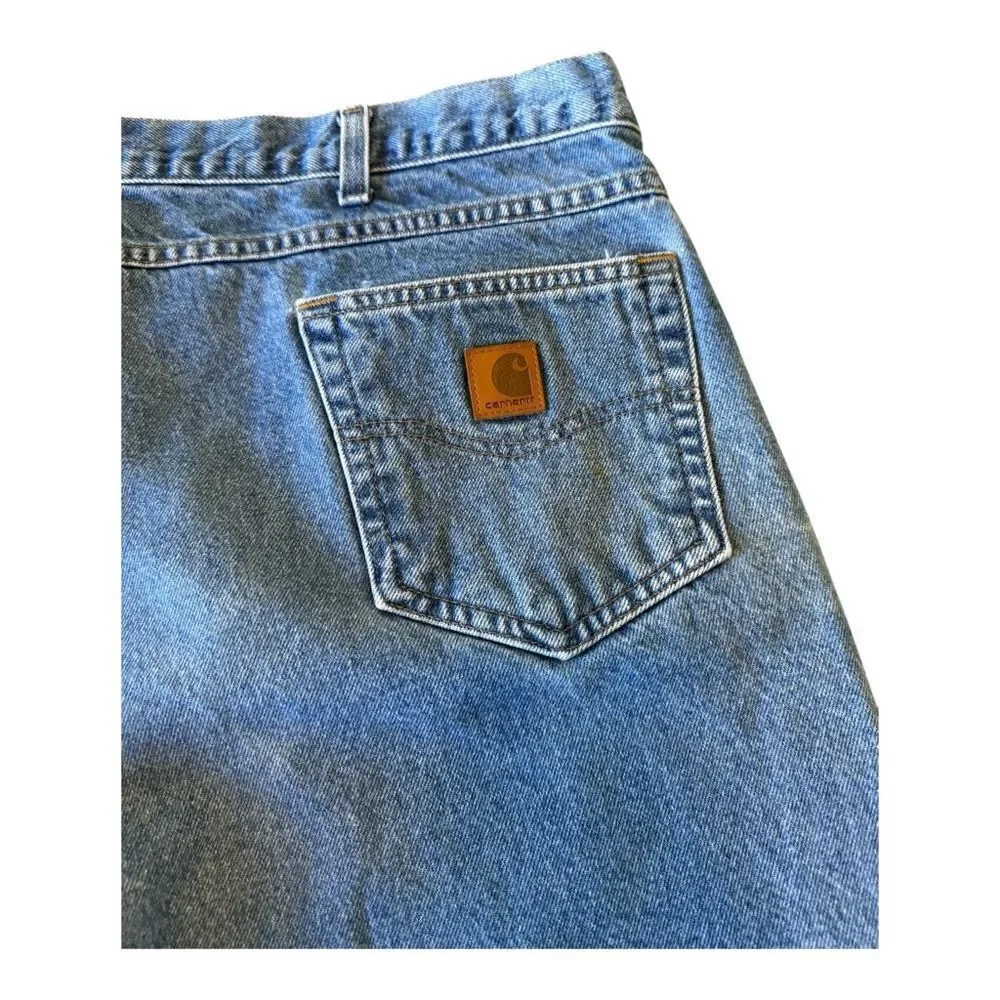 Carhartt Jeans Men's 46x30 Blue Denim Relaxed Fit B17 DST Distressed